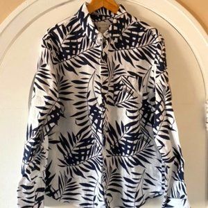Tropical print button-down shirt